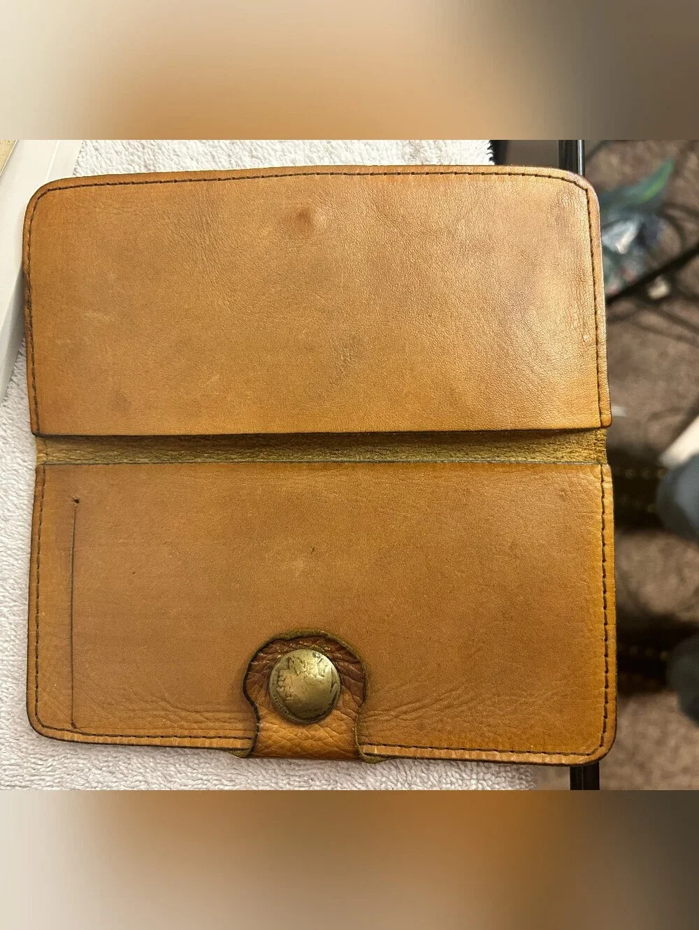 Vintage Buffalo Nickel Snap, Leather Wallet Clutch